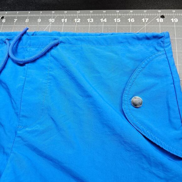 Parachute Pants Womens Size Large Blue Wide Leg Cargo Stretch Drawstring Workout - Picture 9 of 11